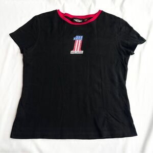 Harley Davidson Y2K Vintage #1 Glitter Overlay Baby Tee ✨ Size Extra Large